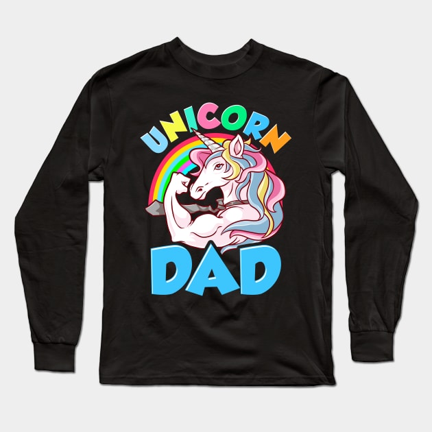 Awesome Unicorn Dad Cool Unicorn Dads Long Sleeve T-Shirt by theperfectpresents